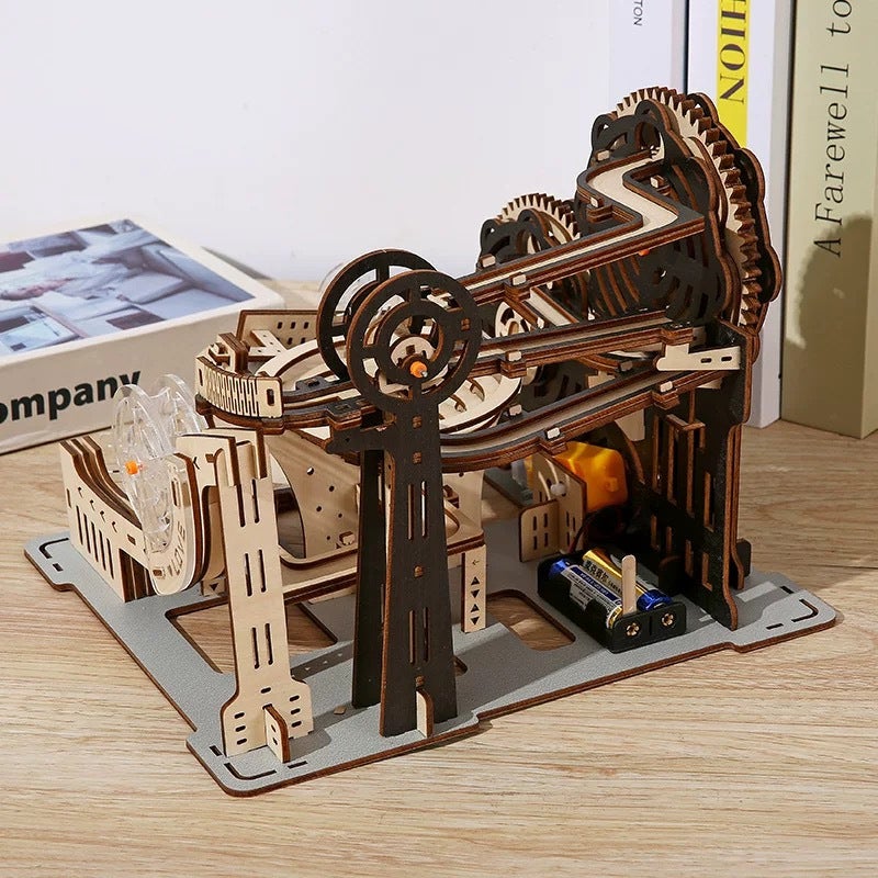 3D Stereo Puzzle Wooden Mechanical Track Ball Puzzle Puzzle Wooden Simulation Stereo Model Ornaments - Image 3
